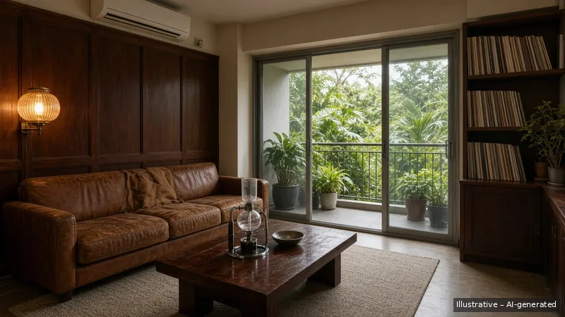 Living and balcony — Tokyo Kissaten, Condo (illustrative)