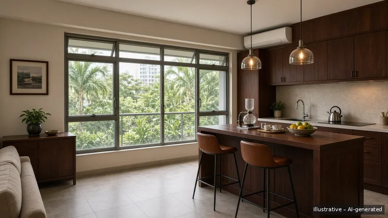 Kitchen island — Tokyo Kissaten, Condo (illustrative)
