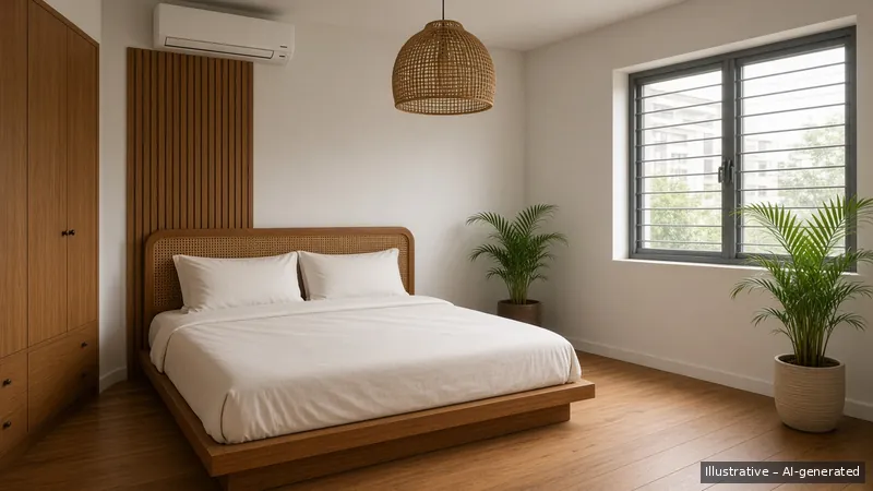 Bedroom — Tropical Modernist, HDB 3-room (illustrative)
