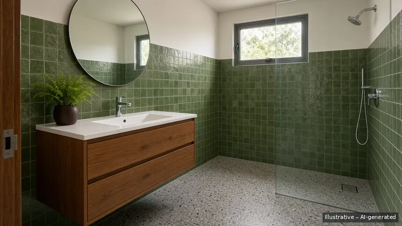 Bathroom — Tropical Modernist, HDB 4-room (illustrative)