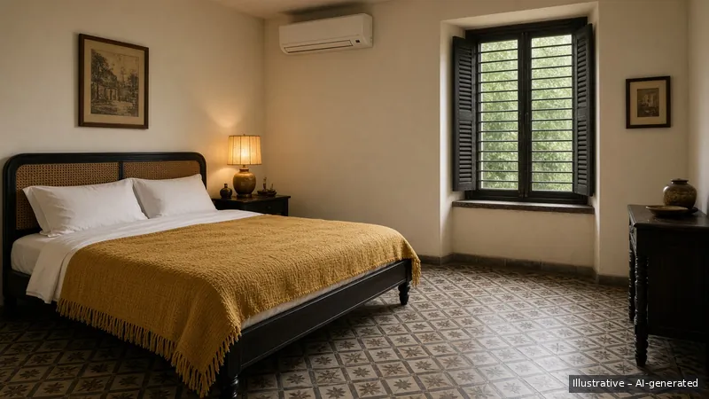 Bedroom — Vietnamese Indochine, HDB 3-room (illustrative)