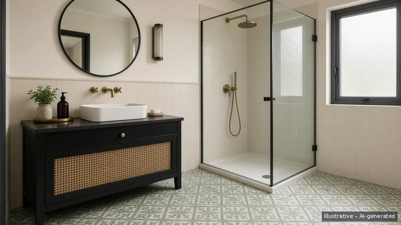 Bathroom — Vietnamese Indochine, HDB 4-room (illustrative)