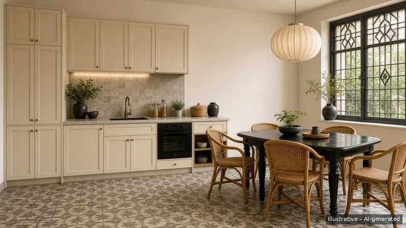 Kitchen and dining — Vietnamese Indochine (illustrative)