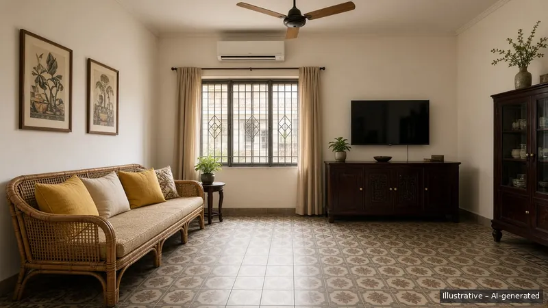 Family room — Vietnamese Indochine, HDB 5-room (illustrative)
