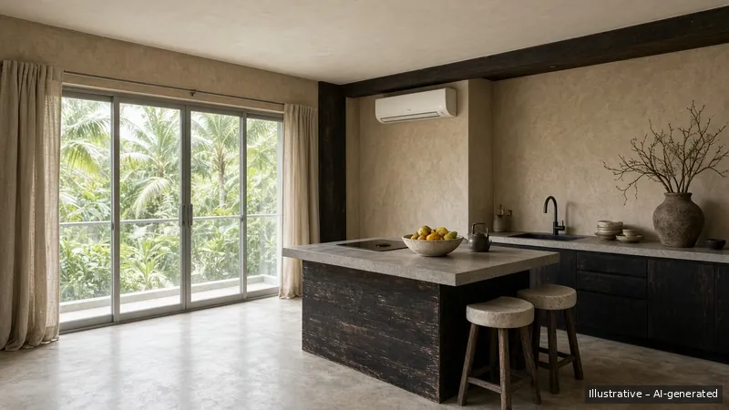 Kitchen island — Wabi-Sabi Earth, Condo (illustrative)