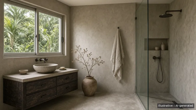 Master bath — Wabi-Sabi Earth, Condo (illustrative)
